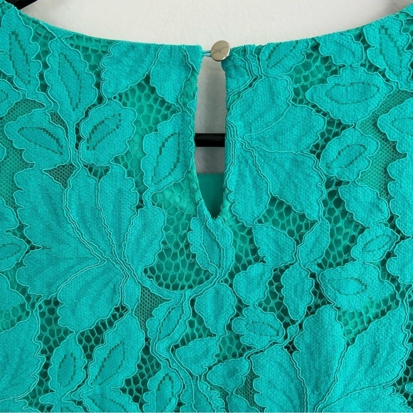 CeCe Teal Blue Lace Short Sleeve Shift Mini Dress Size 8 - Picture 6 of 10